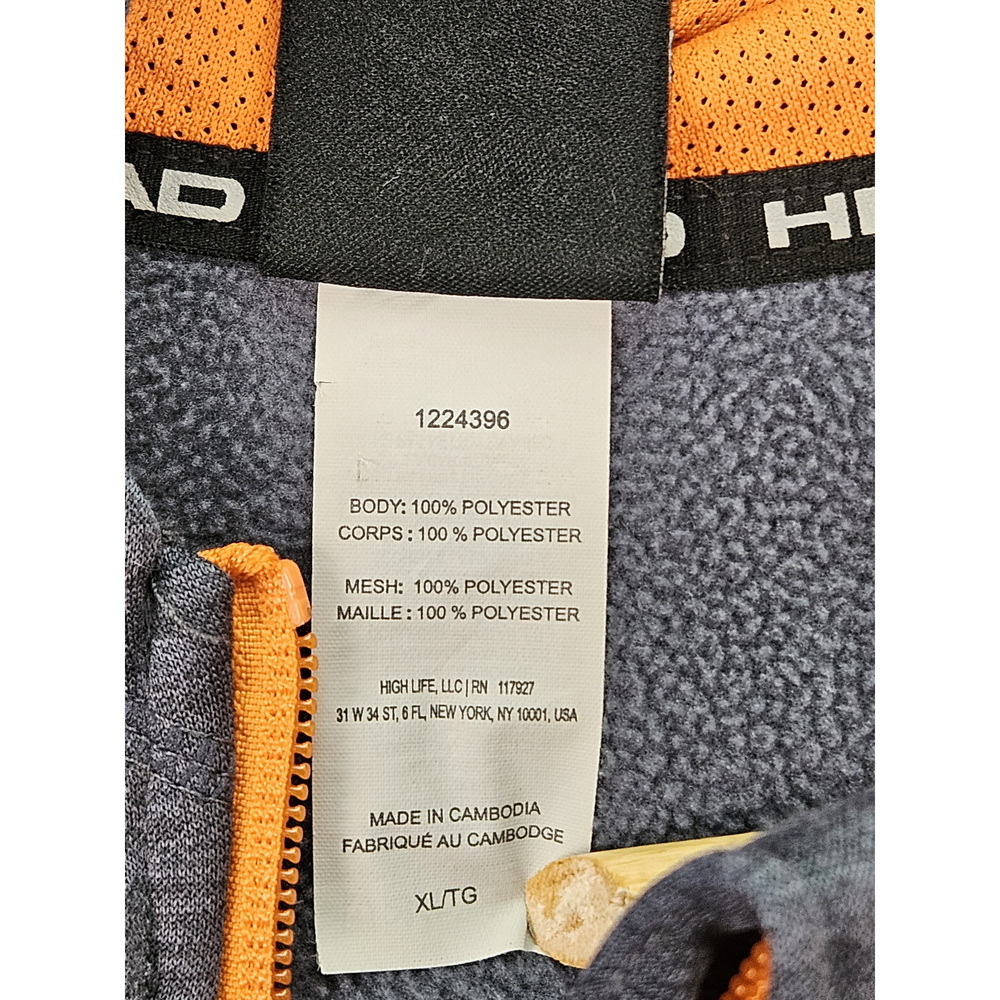 Head Hoodie Sweatshirt Full-zip Jacket Black Gray Orange Youth Size XL - Picture 4 of 10